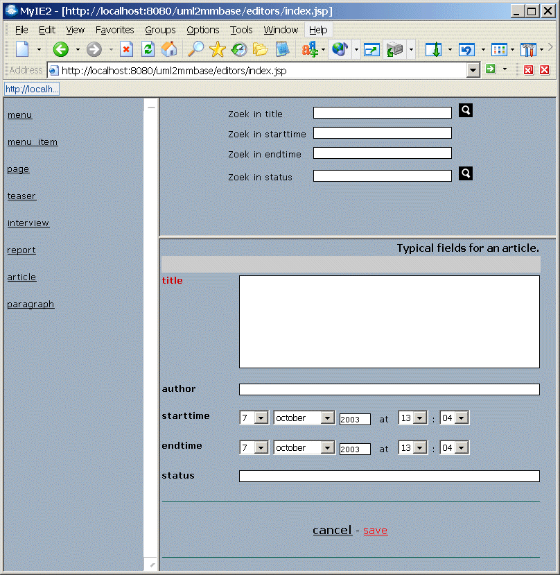 The Edit wizards generated from the sample UML model