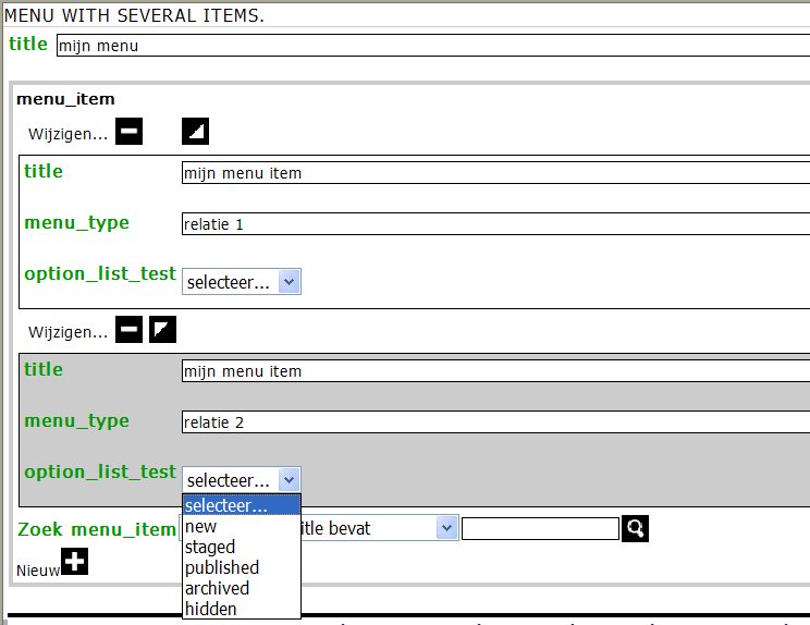 The relations and related object can be edited, including option lists.